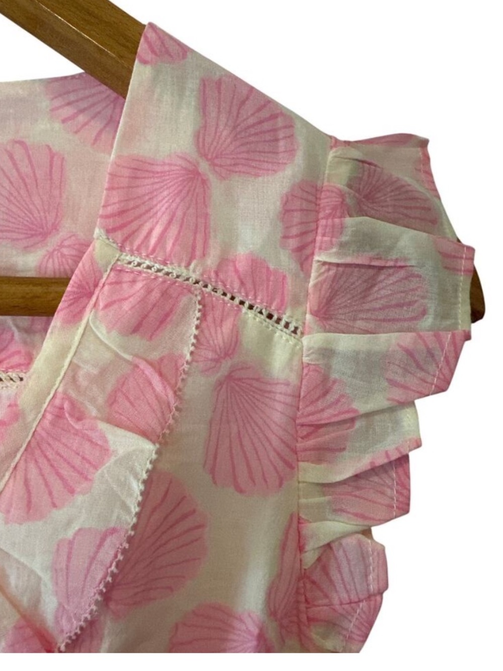 NWT Mer St. Barth Giselle Mini Dress Pink Ruffle shells XS - Picture 7 of 11